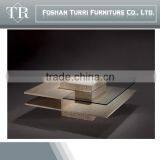 Italy Tempered Glass Top Marble Travertine Coffee Table thumbnail-1