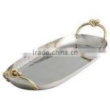 Oval Shape Hammered Tray With Gold Tray thumbnail-1
