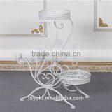 3-Tiered Scroll Decorative Metal Garden Patio Standing Plant Flower Pot Rack Display Shelf Holds Wrought Iron Flower Stand thumbnail-4