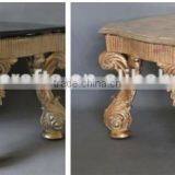 Champagne Gold Coffee Table With Marble Top, French Furniture thumbnail-3