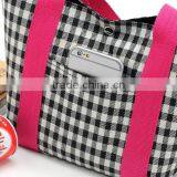 Fashion Black And White Lattice Double Layer Cotton Tote Bag,Wholesale Cheap Lunch Bag thumbnail-5