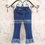 Wholesale Fashion Kids Bell Bottom Jeans With Tassel Fringe Trimming ,100% Cotton Kids Jeans thumbnail-1