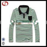 Cannda Long Sleeve Mens Stripe Polo Shirts With Pocket