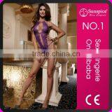 Wholesale Beatiful Girls Open Bra Sexy Purple Lace See Through Lingerie thumbnail-1
