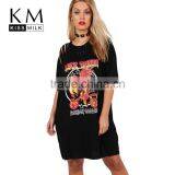 Kissmilk Animal Letters Printed Women Dress Asymmetrical Hollow Out Round Neck Short Sleeve Ladies Mini Vestidos for Wholesale thumbnail-1
