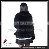 CX-G-A-209 2016 Black Knitted Rex Rabbit Fur Jacket thumbnail-2