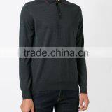 Mens Soft Grey Wool-silk Blend Long Sleeve Polo Shirt thumbnail-2