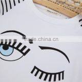 Women Creative Face Eyes Cotton Causal t Shirt thumbnail-2