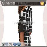 Plain Geo-patterned Front Open Blend Long Sweater Female Cardigan With Front Patch Pockets thumbnail-1