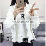 2017 Spring Autumn White Denim Jacket Women Basic Coats Printed Long Sleeve Casual Loose Woman Jeans Jackets Plus Size O Nzwt-89 thumbnail-2
