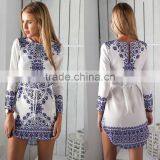 2016 Women Retro Pattern Printing Winter Dress With Belt thumbnail-1