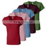 Pre-shrunk 100% Combed Ringspun Cotton, 30 Singles Ladies' Short Sleeve V-Neck T-Shirt thumbnail-1