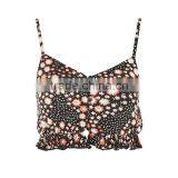 2015 Summer Trendy Flower Print Cropped Fit Casual Tops for Ladies thumbnail-5