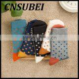 Customized Autumn Winter Mens Personality Warm Small Dot Mosaic Stripe High Tube Combed Cotton Tube Socks thumbnail-1