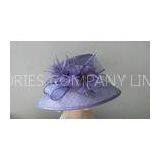 Purple Classical 2 Layer Sinamay Ladies' Hats For Party , Elegent Bow Feather Flower thumbnail-1