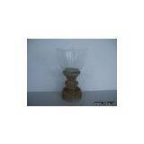 antique terracotta candle holder (with glass bell jar), for home decor