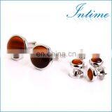 TIGERS EYE CUFFLINK SET FORMAL SET IN SILVER thumbnail-3