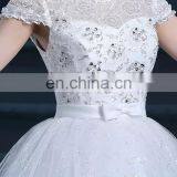 LSO021 Wedding Gown Classic Short Sleeves With Bow at Front White Dresses for Girls thumbnail-2