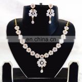 Indian American Diamond Necklace set-Cubic Zirconia Necklace set-American Diamond Gold Plated Necklace set- CZ Jewellery