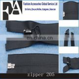 Stock factory wholesale open end nylon zippers with metal puller