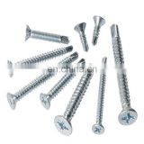 various sizes of cross recessed self drilling countersunk head screws