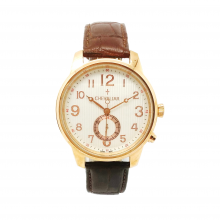 Stainless Steel Case Fashion Man Watch Genuine Leather Dual Time Quartz Watch thumbnail-1