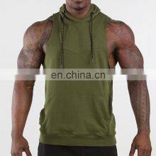 Custom Loose Plus Size Hooded Training Running Jumper Quick-drying Men Sports Sleeveless Hoodies thumbnail-4