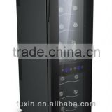 FUXIN:JC-53DRFW..Silent 18 Bottle Curve door Dual Zone Touchscreen Wine Refrigerator Slimline Edition