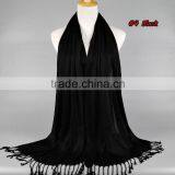 Wholesale Solid Plain Color Tassel Fashion Muslim Women Scarf Viscose Hijab thumbnail-4