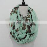 Wholesale Hot Hit New Pattern Butterfly Printing Polyester Cotton Infinity Scarf thumbnail-5
