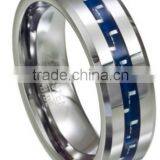 High Quality Tungsten Finger Ring With Blue Carbon Fiber thumbnail-1