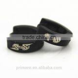 2016 Men's Titanium Dragon Pattern Hoop Earrings Cute Stainless Steel Black Jewelry thumbnail-2