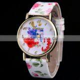 Customize OEM/ODM geneva rose flower leather quartz watch for women                        
                                                                                Supplier's Choice