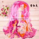 2016 Spring New Design Peony Print Long Style Chiffon Scarf for Woman thumbnail-3