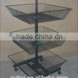 3 Tier Mobile Merchandising Wire Basket thumbnail-1