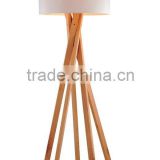 contemporary european floor lamps in nature wood color with round fabric shade