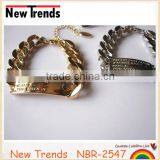 Gold and Silver Plated Alloy Engrave Personalized Bar Bracelet thumbnail-3