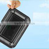 0.45mm Thickness Single Compartment Rectangle Black Plastic Fast Food Take Away Box With Lid