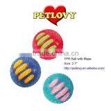 PROMOTIONAL 2.7" TPR BALL WITH ROPE TPR TOY DOG TOY thumbnail-1