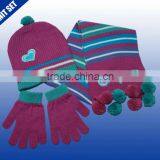 Kids100% Acrylic Winter Knitted Hat Scarf Glove thumbnail-1