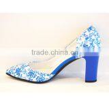 Hot Selling Chinese Ink Painting Pretty Women Dress Shoes Blue and White Porcelain Flower Women Grace Sandals thumbnail-2