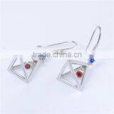 2016 New Trending Designs Bezel Setting Red And Blue Cz Dangle Earing thumbnail-2