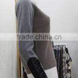 Women's Knitted Pullover With Leather Sleeve thumbnail-2