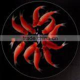 Handworked Embroidery Wall-hanging---12 Red Carps thumbnail-1