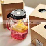 Glass Bottle for Water Drinking Mason Jar With Handle thumbnail-1