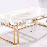 Sweden Style Rectangle Marble Stone Coffee Table Stainless Steel Frame Table thumbnail-3
