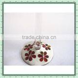 Red Flower Pattern Stained Handmade Tall Goblet Glass Mosaic Candle Holder thumbnail-4