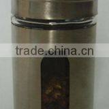 Zibo Wholesale Mini Cylinder Glass Spice Shaker Jar With Metal Coating thumbnail-1