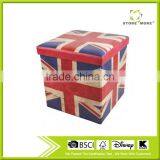 Faux Leather Collapsible Printed Foldable Seat Foot Rest Stool Seat UK Flag thumbnail-1