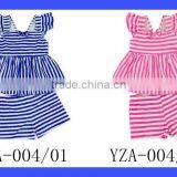 Fashionable Stripe Ruffle Top And Shorts Baby Summer Clothing Set Girls Summer Boutique Outfits thumbnail-6
